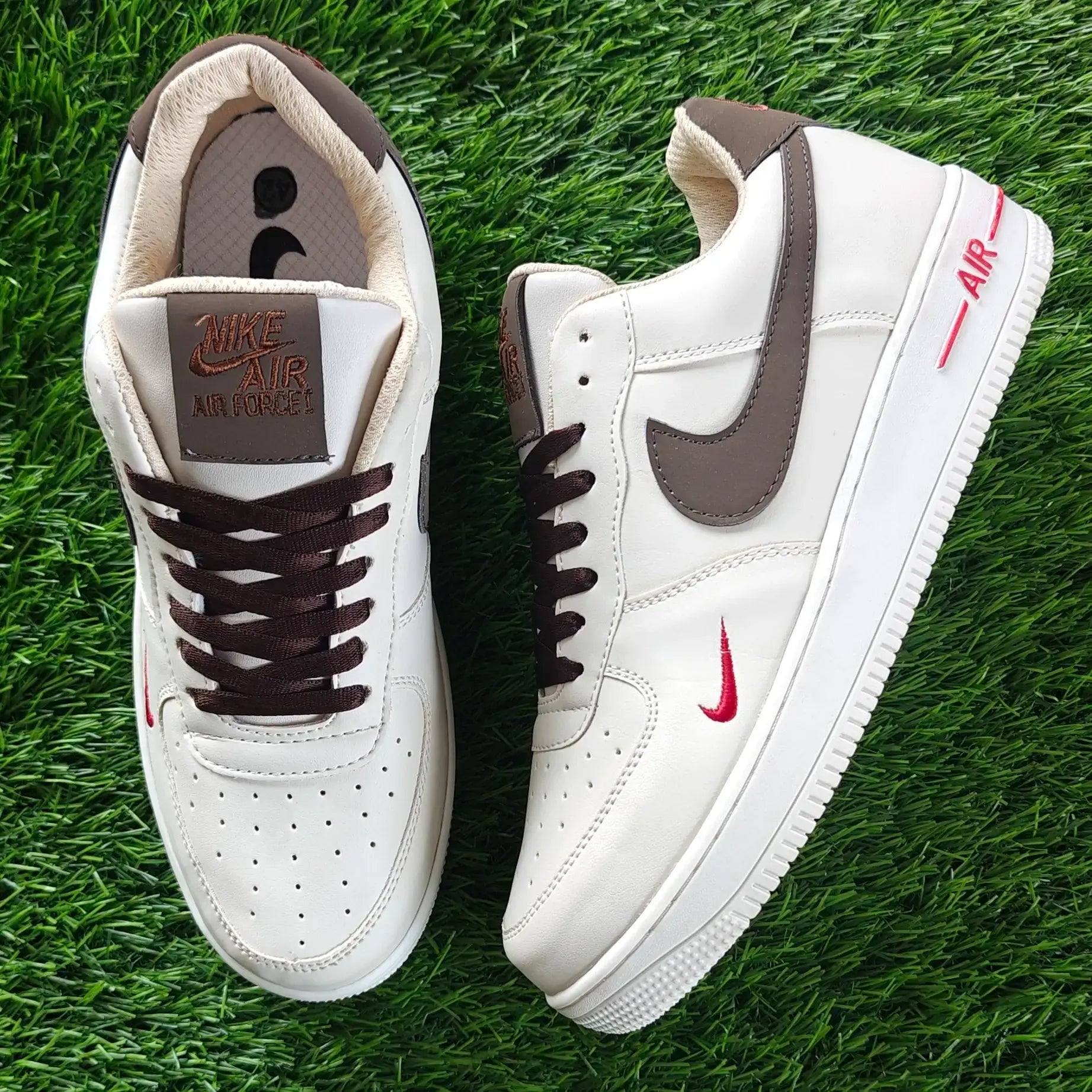 Nike Air Force 1 Low – Cream Brown & Red Accents